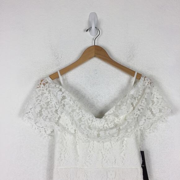 NWT Lulus Caterina White Lace Off-the-Shoulder Mermaid Maxi Dress Gown XS - Picture 4 of 16